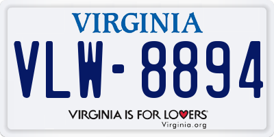 VA license plate VLW8894
