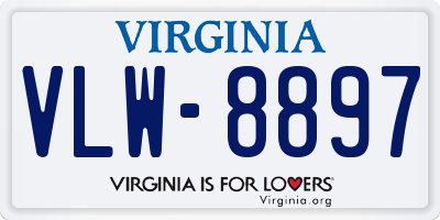 VA license plate VLW8897