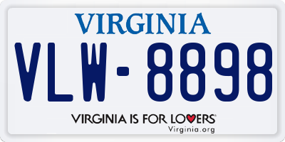 VA license plate VLW8898