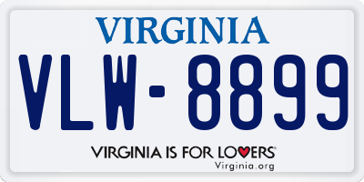 VA license plate VLW8899