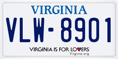 VA license plate VLW8901