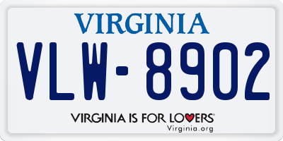 VA license plate VLW8902