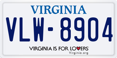 VA license plate VLW8904