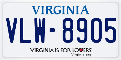 VA license plate VLW8905