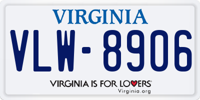 VA license plate VLW8906