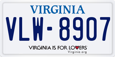 VA license plate VLW8907