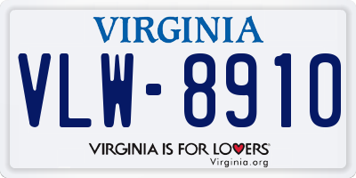 VA license plate VLW8910