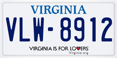 VA license plate VLW8912