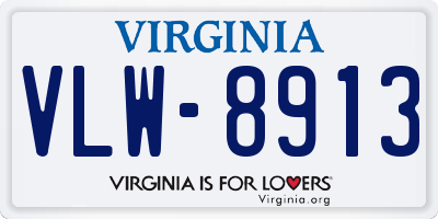 VA license plate VLW8913