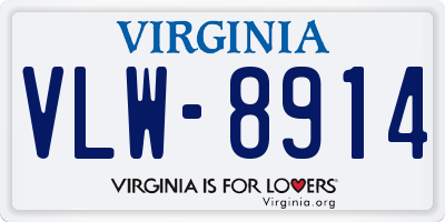 VA license plate VLW8914