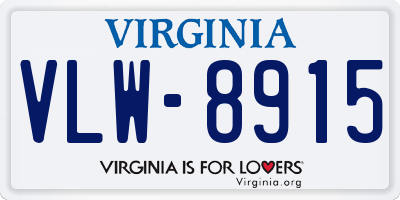 VA license plate VLW8915