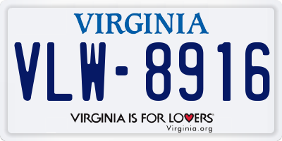 VA license plate VLW8916