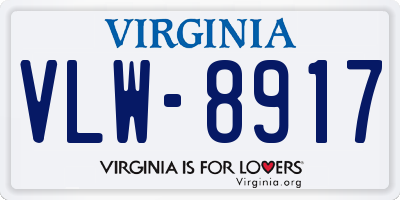 VA license plate VLW8917