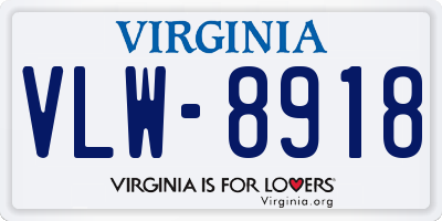 VA license plate VLW8918