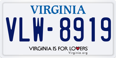VA license plate VLW8919