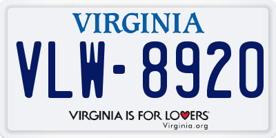 VA license plate VLW8920