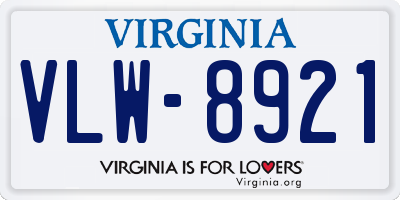 VA license plate VLW8921