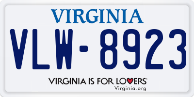 VA license plate VLW8923