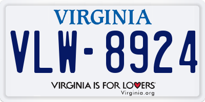 VA license plate VLW8924