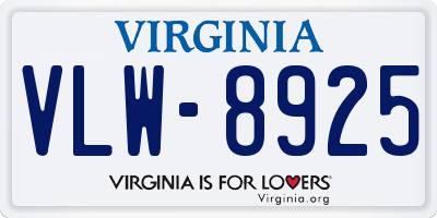 VA license plate VLW8925