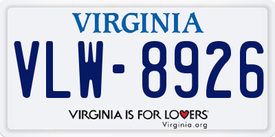 VA license plate VLW8926