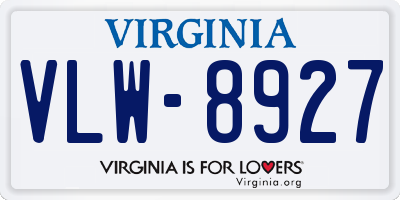 VA license plate VLW8927