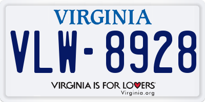 VA license plate VLW8928