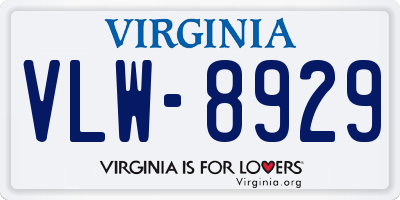 VA license plate VLW8929