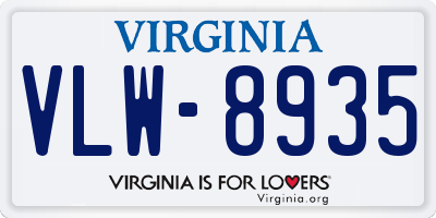 VA license plate VLW8935