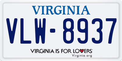 VA license plate VLW8937