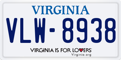 VA license plate VLW8938