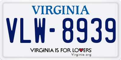 VA license plate VLW8939