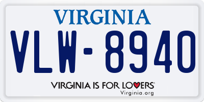 VA license plate VLW8940