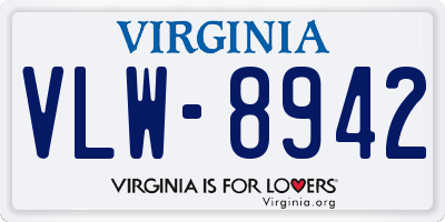 VA license plate VLW8942