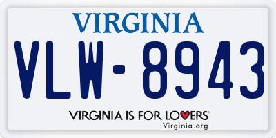 VA license plate VLW8943