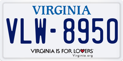 VA license plate VLW8950