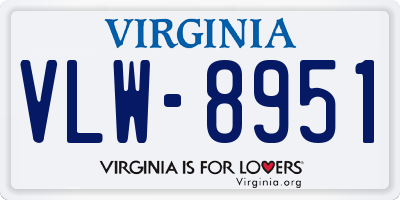 VA license plate VLW8951