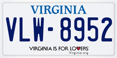 VA license plate VLW8952