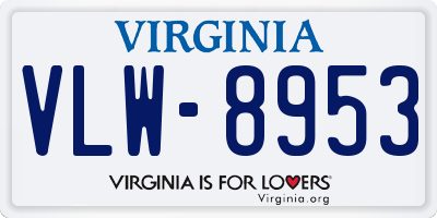 VA license plate VLW8953