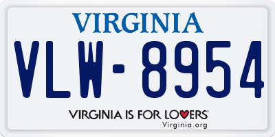 VA license plate VLW8954