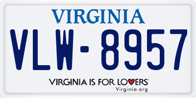 VA license plate VLW8957