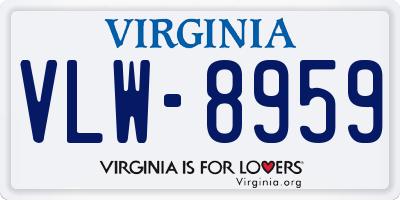 VA license plate VLW8959