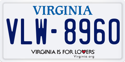 VA license plate VLW8960