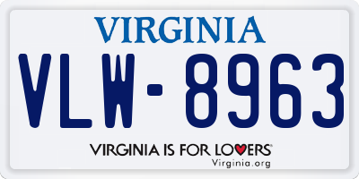 VA license plate VLW8963