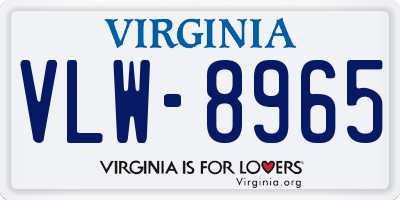 VA license plate VLW8965