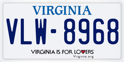 VA license plate VLW8968