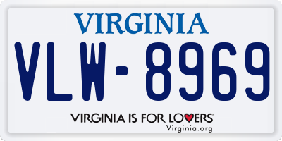 VA license plate VLW8969