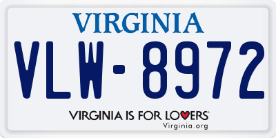 VA license plate VLW8972