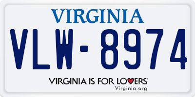 VA license plate VLW8974