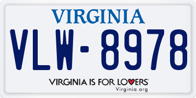 VA license plate VLW8978